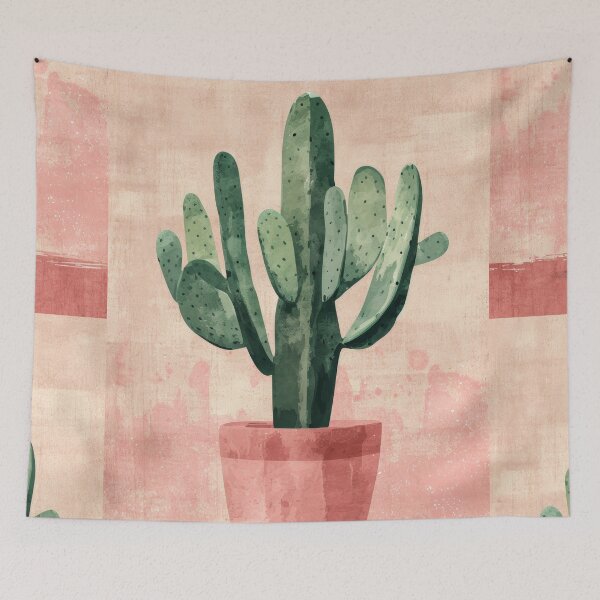 Item preview, Soothing Serenity: Minimalist Cactus Fresco Inspired by Rusticcore Abstractions designed and sold by Piotrek0001.