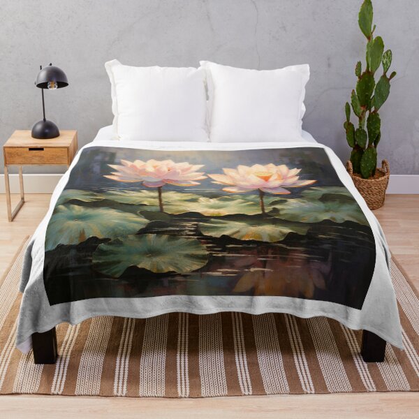 Item preview, Lotus Flower Water Lily Pond Zen Art Oil Painting designed and sold by acrylicartp.