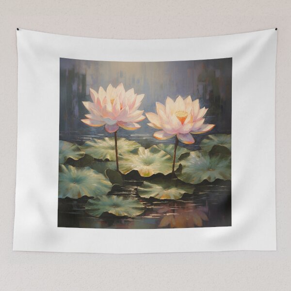 Item preview, Lotus Flower Water Lily Pond Zen Art Oil Painting designed and sold by acrylicartp.