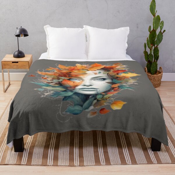 Item preview, Beautiful young woman's face surrounded by autumnal leaves designed and sold by cristina1001.