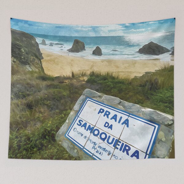 Item preview, Praia da Samoqueira in Portugal in watercolor designed and sold by Intermundium.