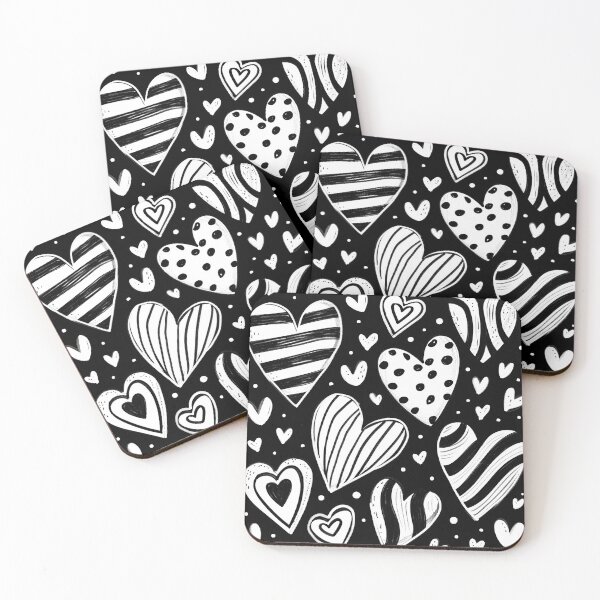 Item preview, Black white hearts pattern design designed and sold by randrdesign.