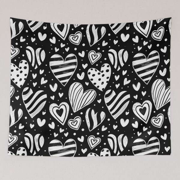 Item preview, Black white hearts pattern design designed and sold by randrdesign.