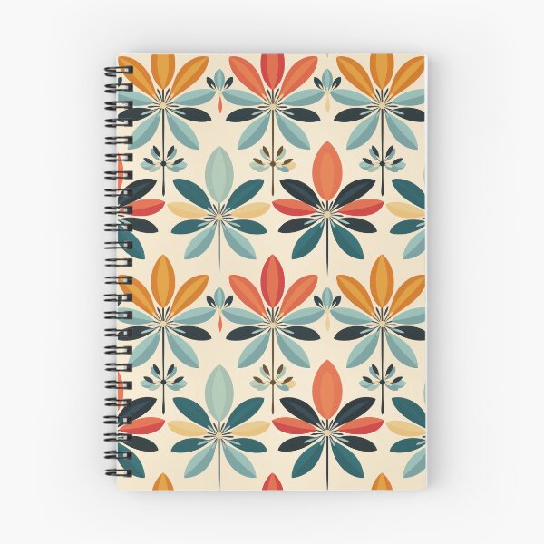 Item preview, Mid-Century Modern Abstract Flower Pattern in Teal, Coral and Mustard #3 designed and sold by EtherealEchoes.