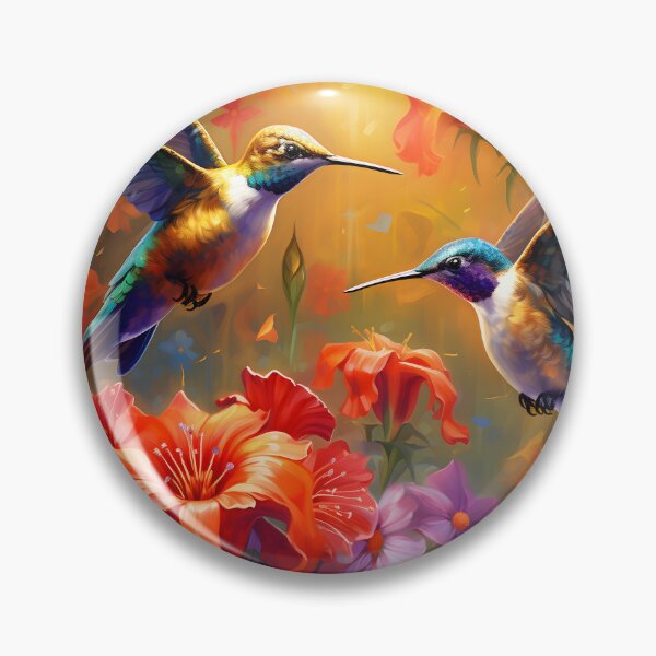 Artikelvorschau, Whimsical Garden Dance: Vibrant Hummingbird Family Illustration entworfen und verkauft von DrawnThreads.