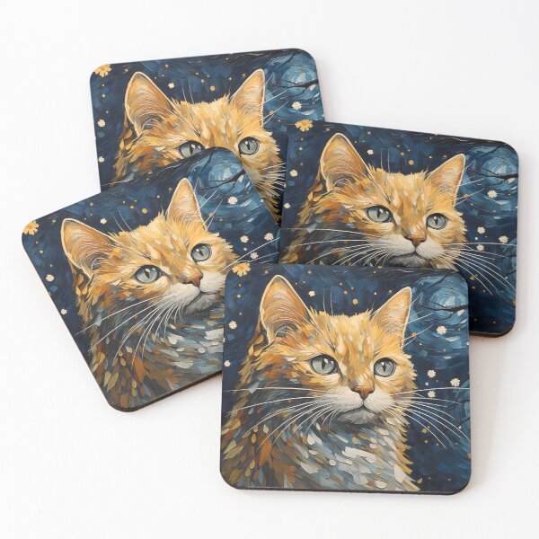 Item preview, Starry Night Whispers: The Yellow Cat Among Blossoms designed and sold by unimuse.
