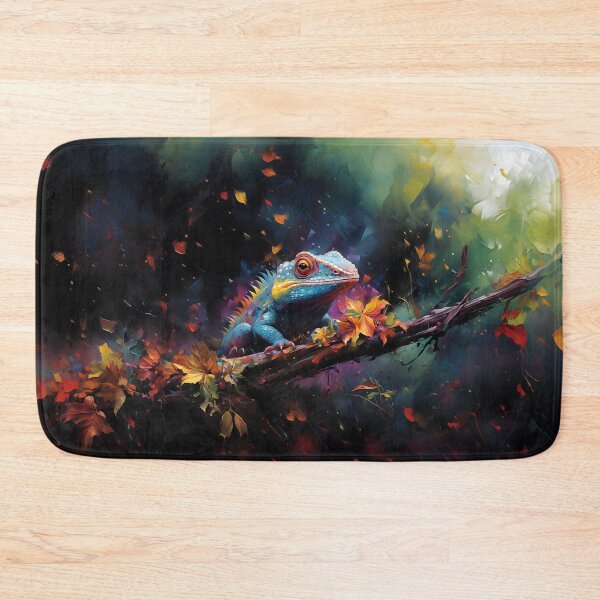 Item preview, Jungle Harmony: The Blue Iguana Among Autumn Leaves designed and sold by unimuse.