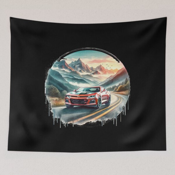 Item preview, Chevy Camaro Sunset Drive - Watercolor Mountain Landscape designed and sold by MnDShirts.