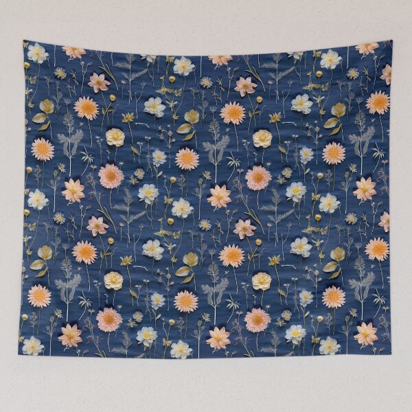 Item preview, Linen pressed flowers | Galactic Cobalt  designed and sold by PetalsPawsPrint.