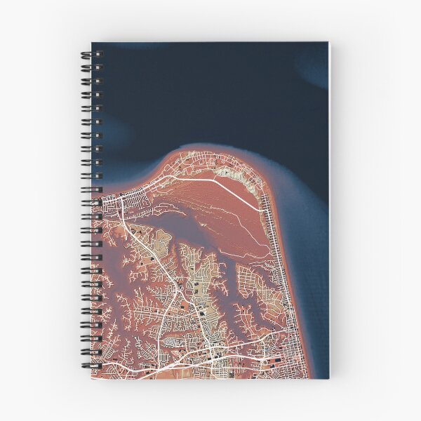 Item preview, Cape Henry, Virginia Beach street map in italian sunset colors designed and sold by DreamingBeetle.