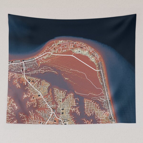 Item preview, Cape Henry, Virginia Beach street map in italian sunset colors designed and sold by DreamingBeetle.