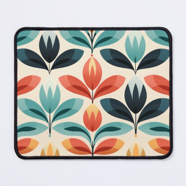 Item preview, Patrón de flores abstracto moderno de mediados de siglo en verde azulado, coral y mostaza #9 designed and sold by EtherealEchoes.