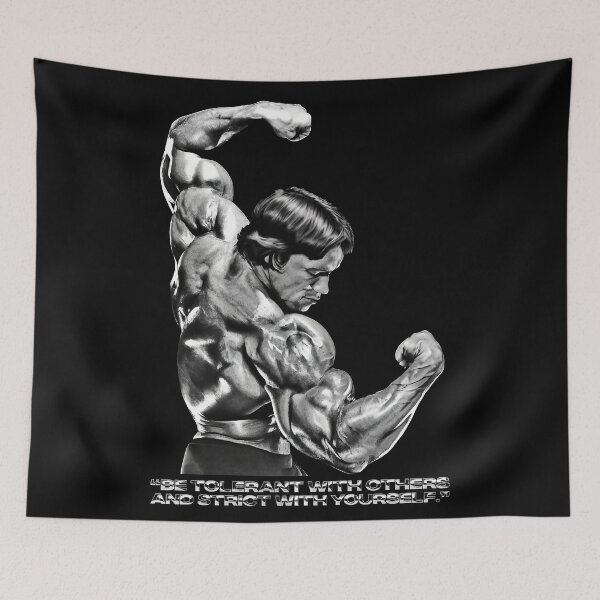 Item preview, Stoic Quote “Be tolerant with others and strict with yourself.” Arnold Schwarzenegger fan art designed and sold by HuzaifaNaveedh.