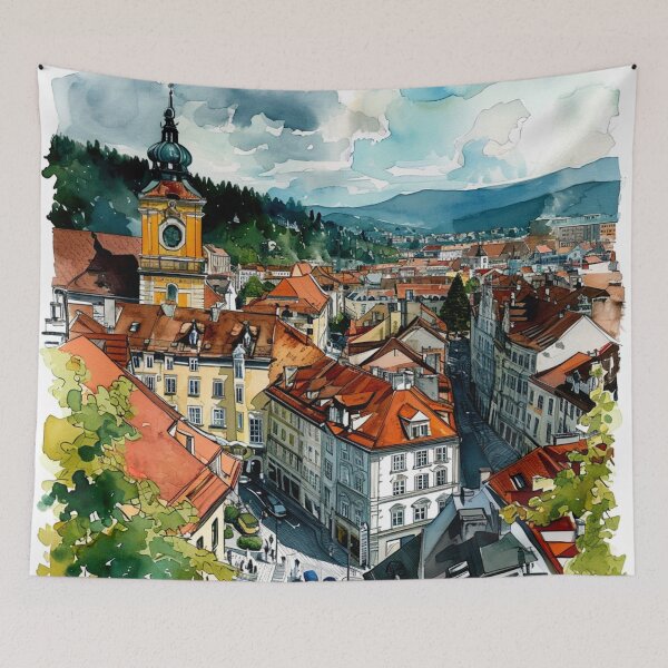 Item preview, Watercolor Design of Graz - Austria designed and sold by Sketch-Shack.