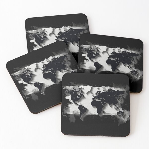 Item preview, black and white world map designed and sold by ExpressPixelArt.