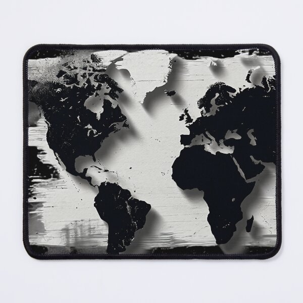 Item preview, black and white world map designed and sold by ExpressPixelArt.