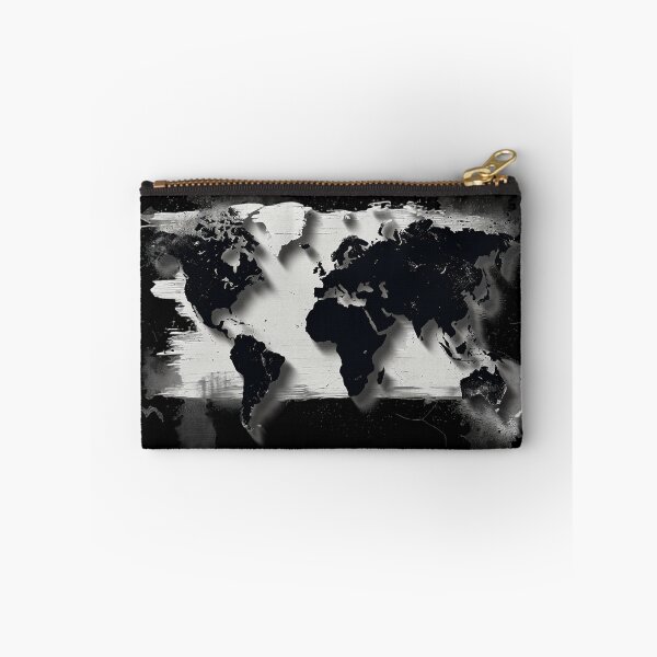 Item preview, black and white world map designed and sold by ExpressPixelArt.