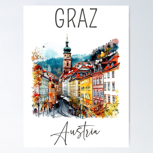 Item preview, Watercolor Design of Graz - Austria designed and sold by Sketch-Shack.