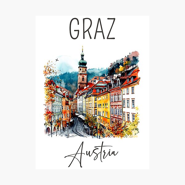 Item preview, Watercolor Design of Graz - Austria designed and sold by Sketch-Shack.