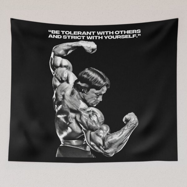 Item preview, Stoic Quote “Be tolerant with others and strict with yourself.” Arnold Schwarzenegger fan art designed and sold by HuzaifaNaveedh.