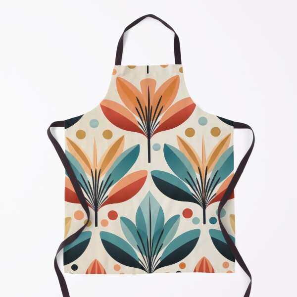 Item preview, Mid-Century Modern Abstract Flower Pattern in Teal, Coral and Mustard #14 designed and sold by EtherealEchoes.