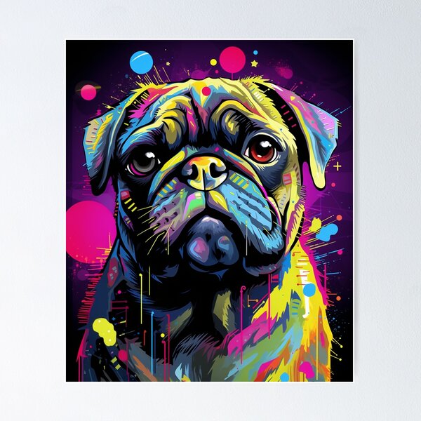 Item preview, Pug-tastic Abstraction, Pug Art, Pug, Pug Power, Pug Owner, Happy Pug, Pug Mom, Pug Lover, Pug Painting, Colorful Pug, Dog Art designed and sold by everivyprints.