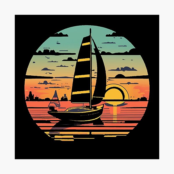 Item preview, Vintage colors sunset groundhog sailboat designed and sold by desinganddecor.
