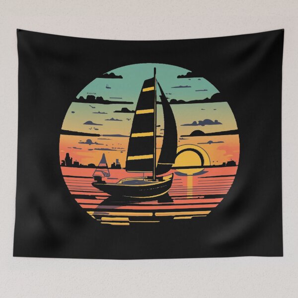 Item preview, Vintage colors sunset groundhog sailboat designed and sold by desinganddecor.