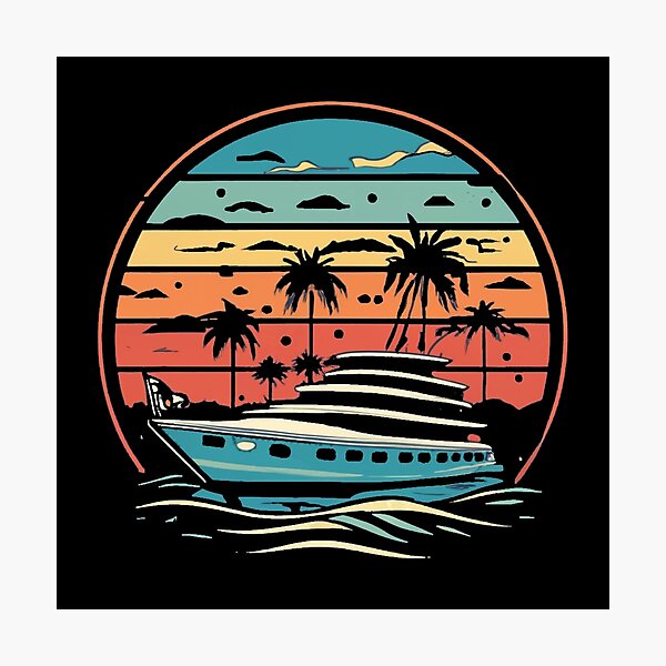 Item preview, Vintage colors sunset groundhog yacht designed and sold by desinganddecor.