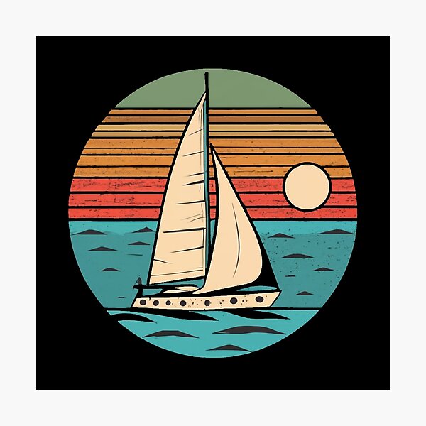 Item preview, Vintage colors sunset groundhog sailboat designed and sold by desinganddecor.
