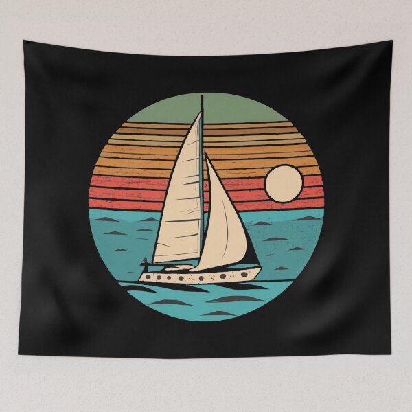 Item preview, Vintage colors sunset groundhog sailboat designed and sold by desinganddecor.