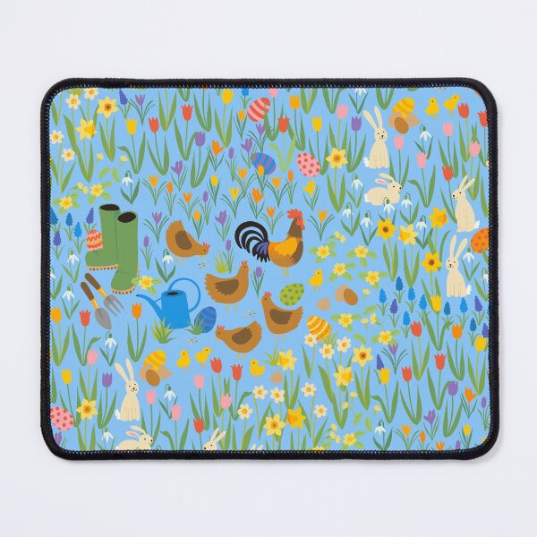 Item preview, Easter Egg Hunt - floral pattern with bunnies, hens and chicks - baby blue by Cecca Designs designed and sold by Cecca-Designs.