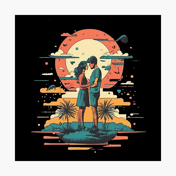 Item preview, Vintage colors sunset  lovers with romanti couple designed and sold by desinganddecor.