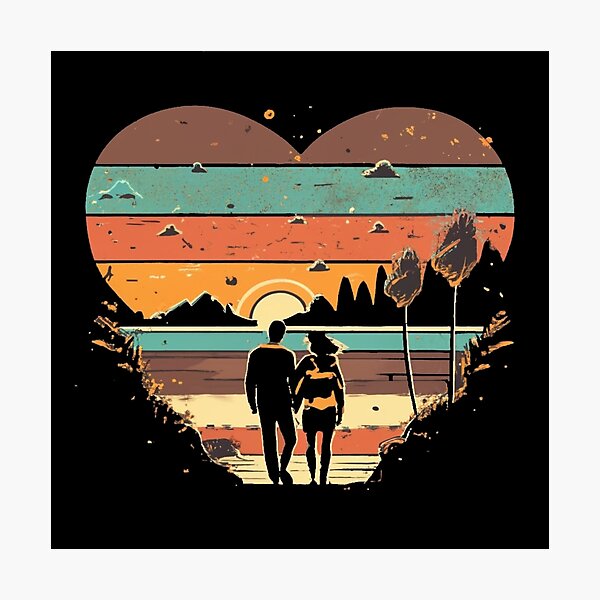 Item preview, Vintage colors sunset  lovers with romanti couple designed and sold by desinganddecor.