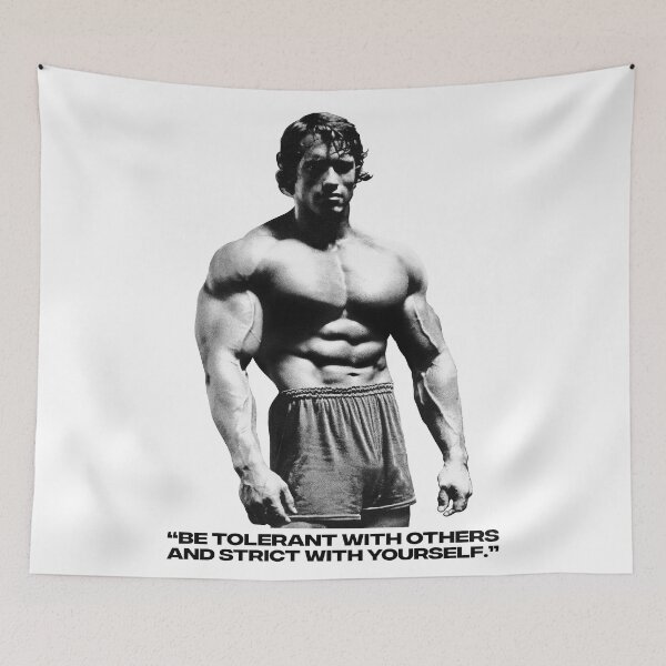 Item preview, Stoic Quote “Be tolerant with others and strict with yourself.” Arnold Schwarzenegger fan art designed and sold by HuzaifaNaveedh.