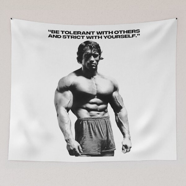 Item preview, Stoic Quote “Be tolerant with others and strict with yourself.” Arnold Schwarzenegger fan art designed and sold by HuzaifaNaveedh.
