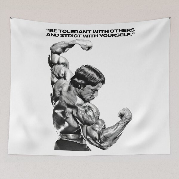 Item preview, Stoic Quote “Be tolerant with others and strict with yourself.” Arnold Schwarzenegger fan art designed and sold by HuzaifaNaveedh.