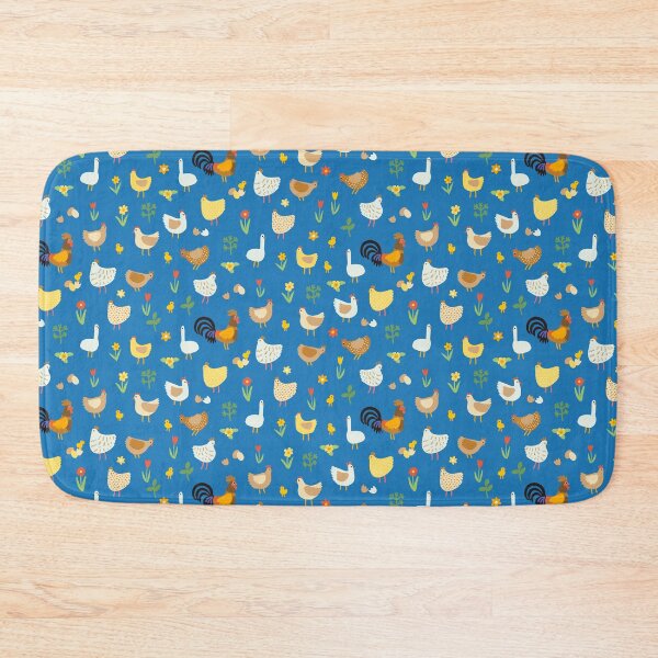 Item preview, Chickens, chicks and geese - blue Easter pattern by Cecca Designs- floral pattern with bunnies, hens and chicks - baby blue by Cecca Designs designed and sold by Cecca-Designs.
