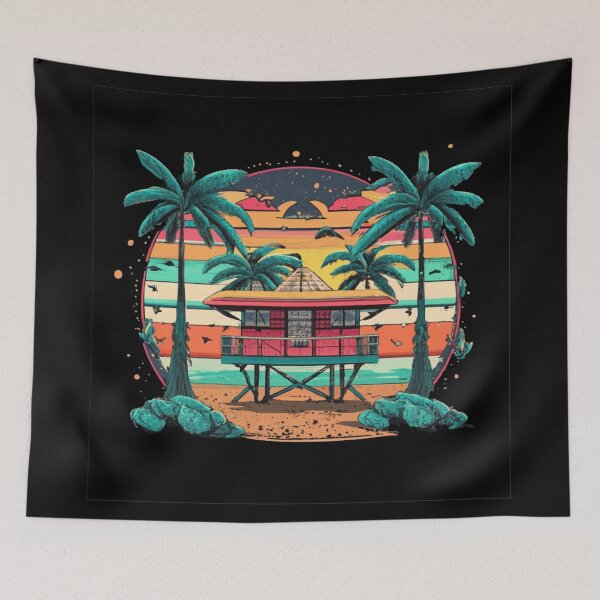 Item preview, Vintage colors sunset lifeguard's house designed and sold by desinganddecor.