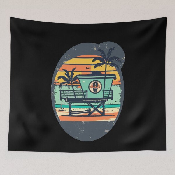 Item preview, Vintage colors sunset lifeguard's house designed and sold by desinganddecor.