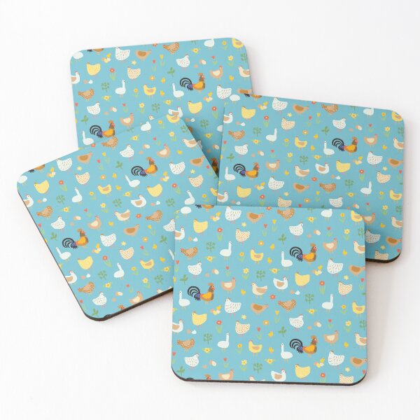 Item preview, Chickens, chicks and geese - duck egg blue Easter pattern by Cecca Designs- floral pattern with bunnies, hens and chicks - baby blue by Cecca Designs designed and sold by Cecca-Designs.