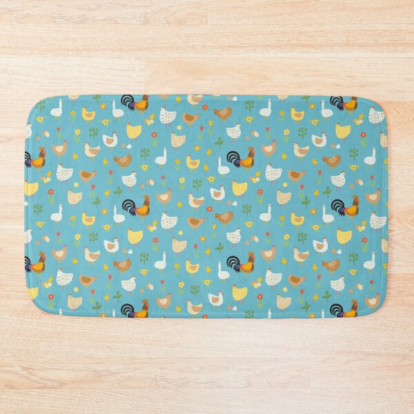 Item preview, Chickens, chicks and geese - duck egg blue Easter pattern by Cecca Designs- floral pattern with bunnies, hens and chicks - baby blue by Cecca Designs designed and sold by Cecca-Designs.