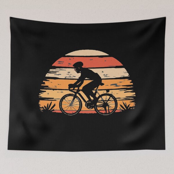 Item preview, Vintage sunset colors with colorful cyclist designed and sold by desinganddecor.