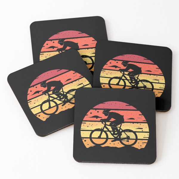 Item preview, Vintage sunset colors with colorful cyclist designed and sold by desinganddecor.