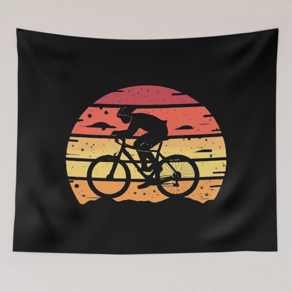 Item preview, Vintage sunset colors with colorful cyclist designed and sold by desinganddecor.