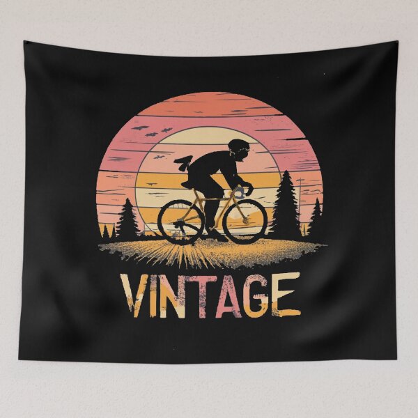 Item preview, Vintage sunset colors with colorful cyclist designed and sold by desinganddecor.