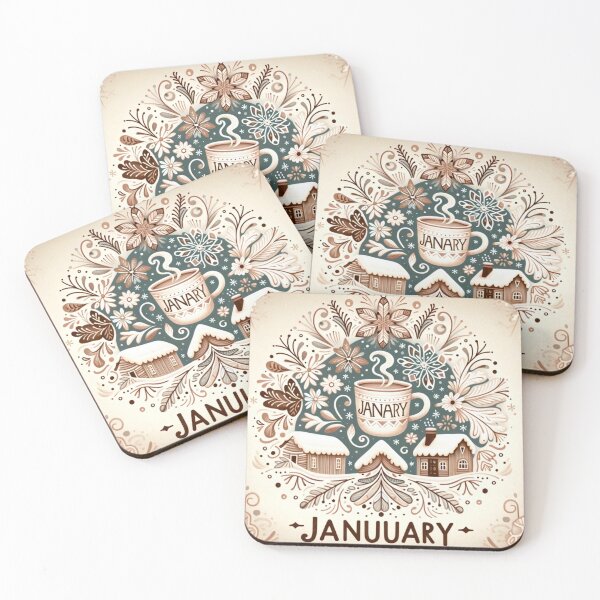 Item preview, "Cozy January Warmth: Coffee and Snowflakes" designed and sold by Fourseason664.