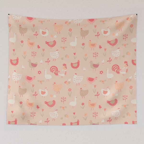 Item preview, Chickens, chicks and geese - peach Easter pattern by Cecca Designs designed and sold by Cecca-Designs.