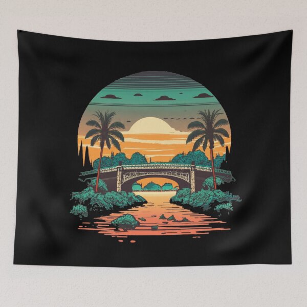 Item preview, Vintage sunset colors bridge designed and sold by desinganddecor.