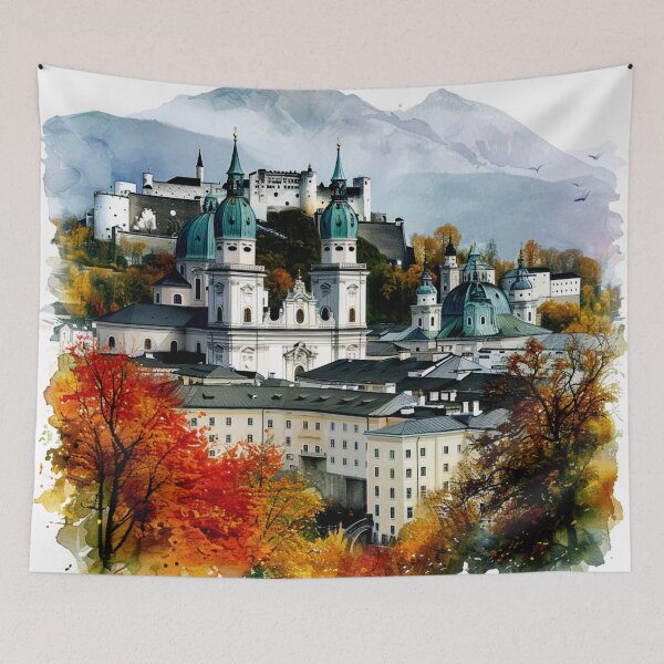 Item preview, Watercolor Design of Salzburg - Austria designed and sold by Sketch-Shack.